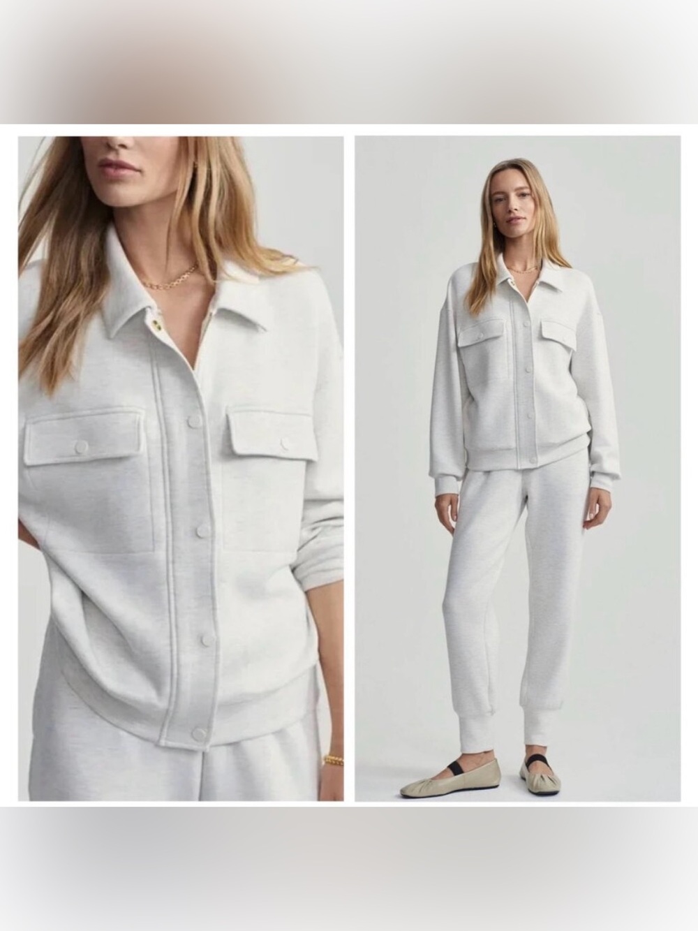 Varley Elizabeth Jacket in Ivory Marl Size Small